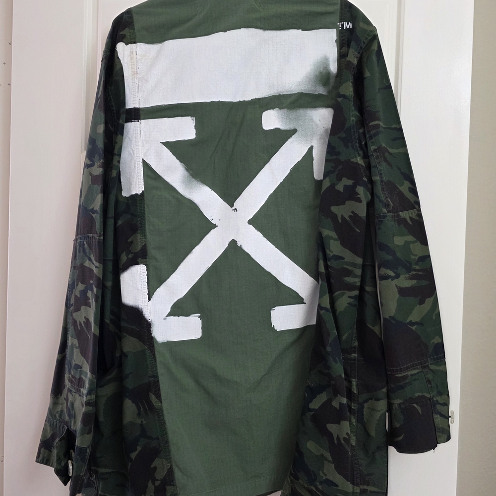 Off-White Camouflage Military Jacket with White Arrows